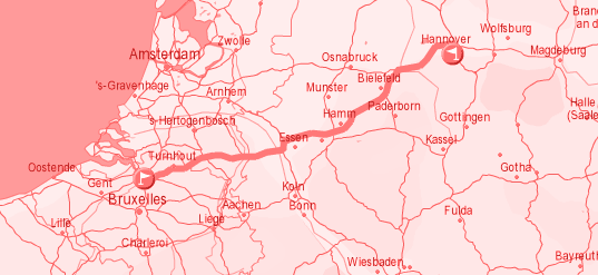 Routeplanning Antwerpen Hannover